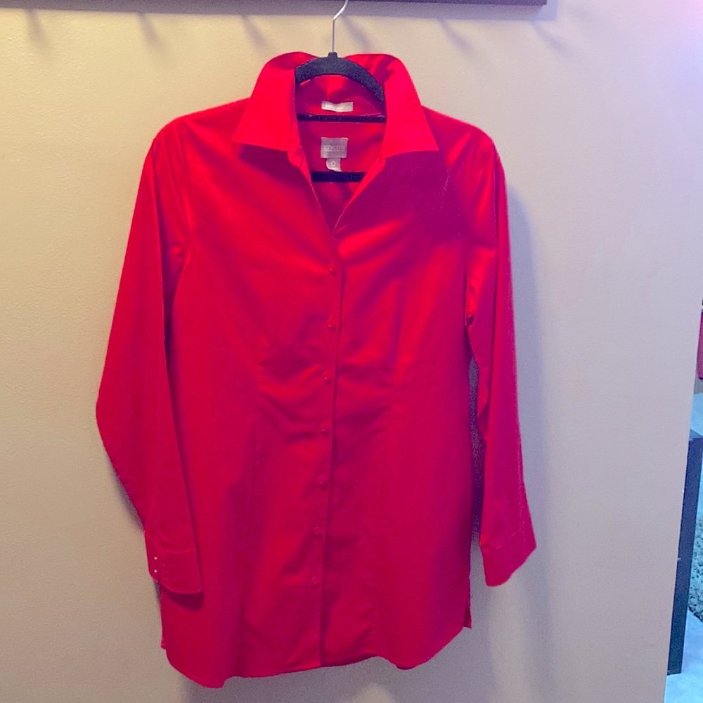 Chico’s red tunic blouse